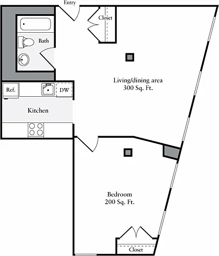 Floor plan The Lofts 1 Bedroom E
