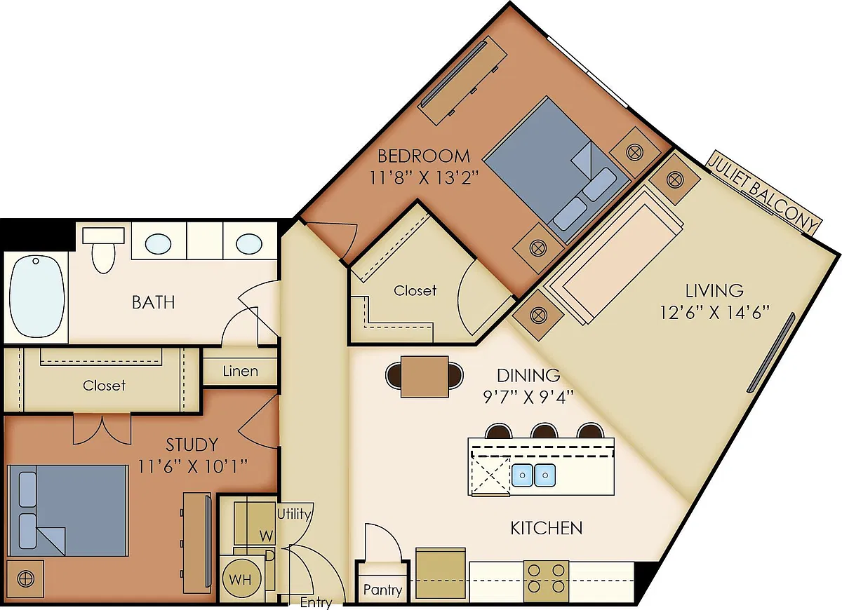 Floor plan Two Bedroom One Bathroom