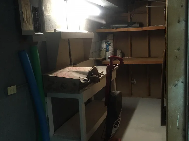Basement workbench and storage