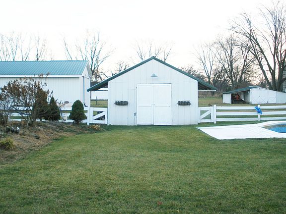 Buildings and pool from house