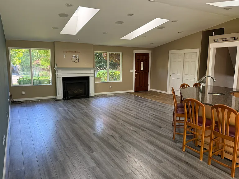 Main Floor. Another view of the main open space (kitchen, dining area and living room)