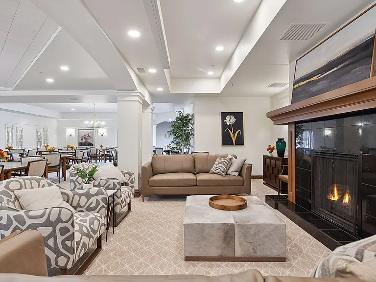 COMMUNITY ROOM SEATING AND FIREPLACE