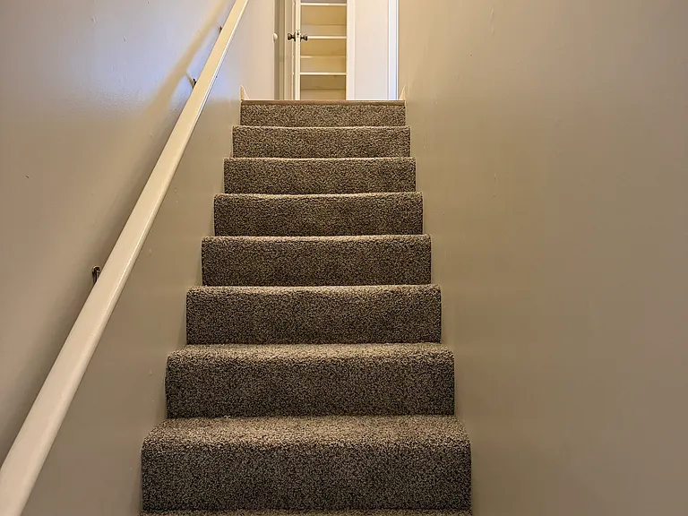 Stairs to bedrooms and linen closet