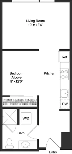 Floor plan Studio + Alcove A1