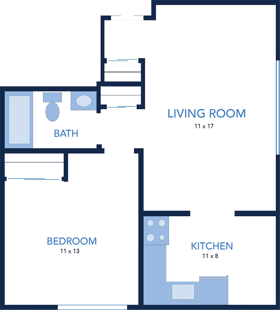 Floor plan 1 Bedroom Apartments