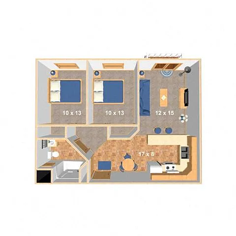 Floor plan Two Bedroom 21D