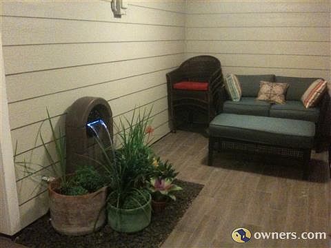 Patio with water fountain
