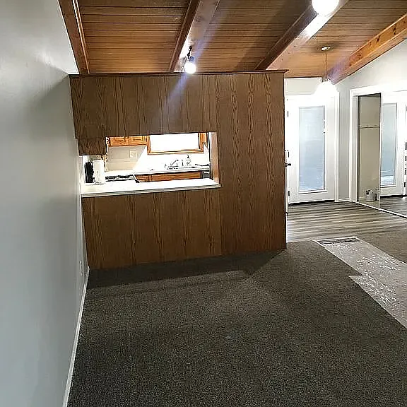 View from living room into the kitchen.