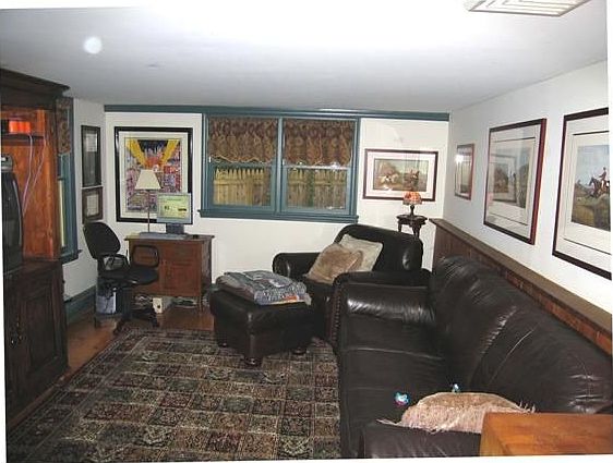 Family room with wainscotting