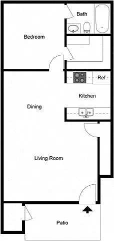 Floor plan 1 Bedroom 1 Bath