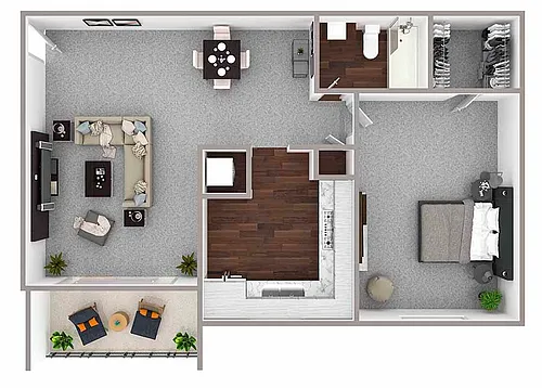 Floor plan 1 Bedroom/1 Bathroom - 683 sq ft