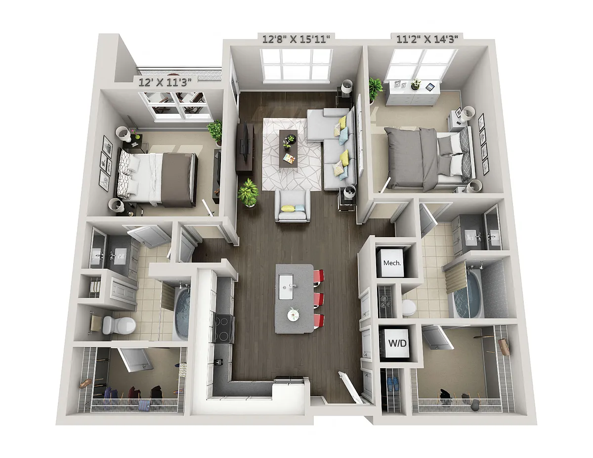 Floor plan C2 2 Bedroom 2 Bath