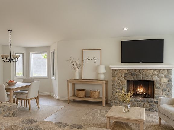 Downstairs family/dining room as shown with furniture.