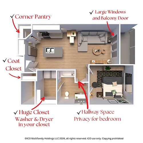 Floor plan The Crew - 1x1
