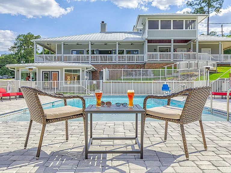 Pool View w/ Drinks from Fireplace