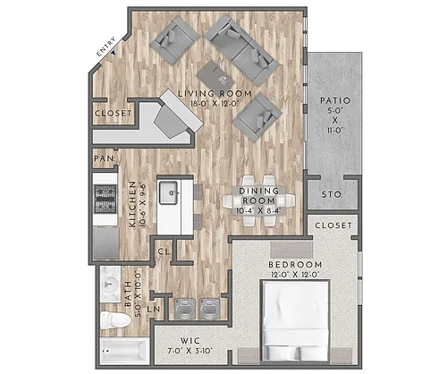 Floor plan A4-1BD/1BA