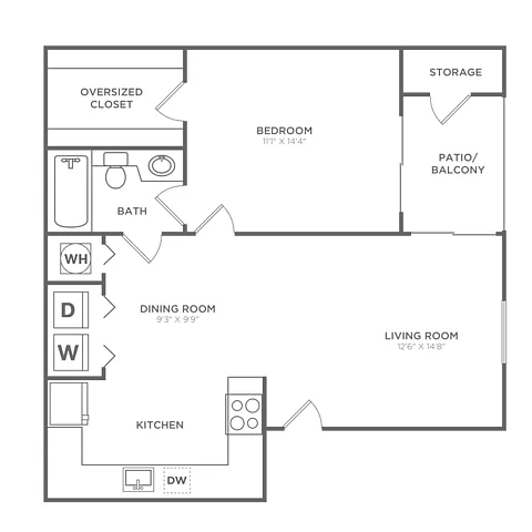 Floor plan Abacoa (750 SF)