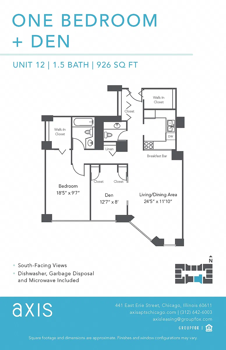 Floor plan One Bedroom Plus Den