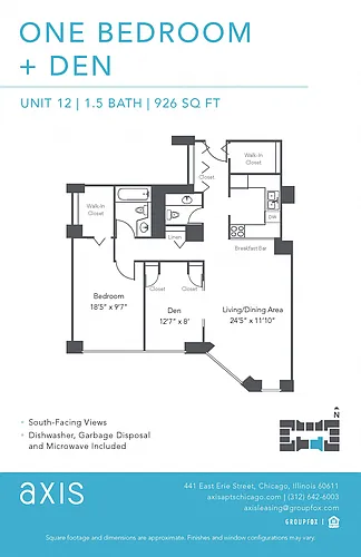 Floor plan One Bedroom Plus Den