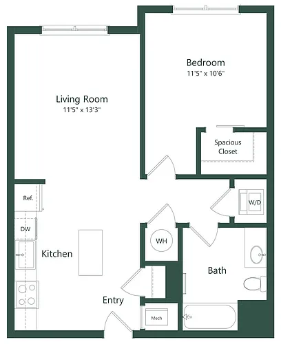 Floor plan 1BR | 1 Bed | 1 Bath