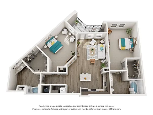 Floor plan B3 - Two Bedroom, Two Bathroom