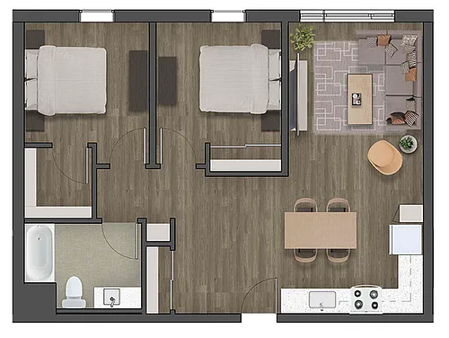 Floor plan Two Bed One Bath