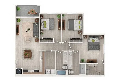 Floor plan 3 Bedrooms, 2 Bathrooms