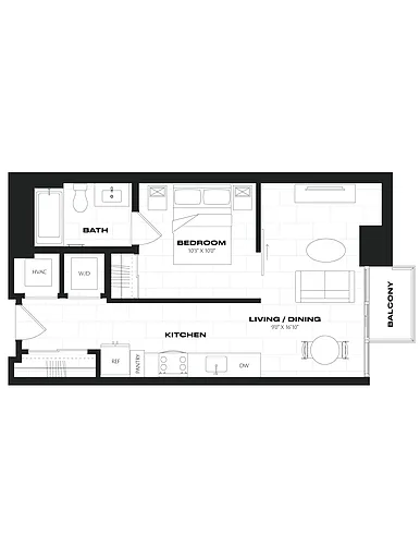 Floor plan 1 Bed/1 Bath JR-A6.2
