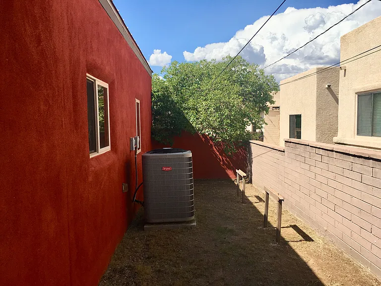 Yard with bike lock pedestals