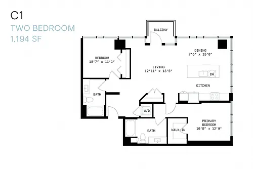 Floor plan Two Bedroom C1