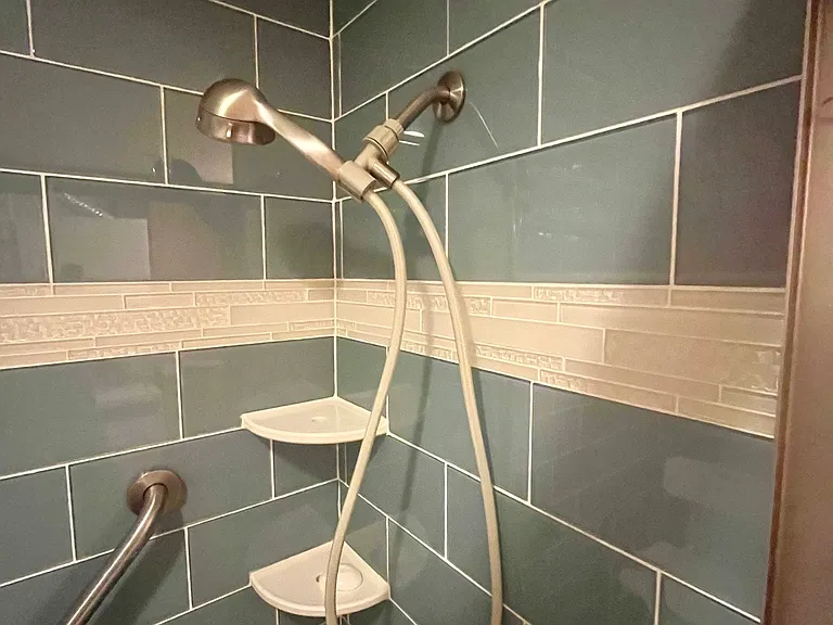 Handicapped friendly shower.