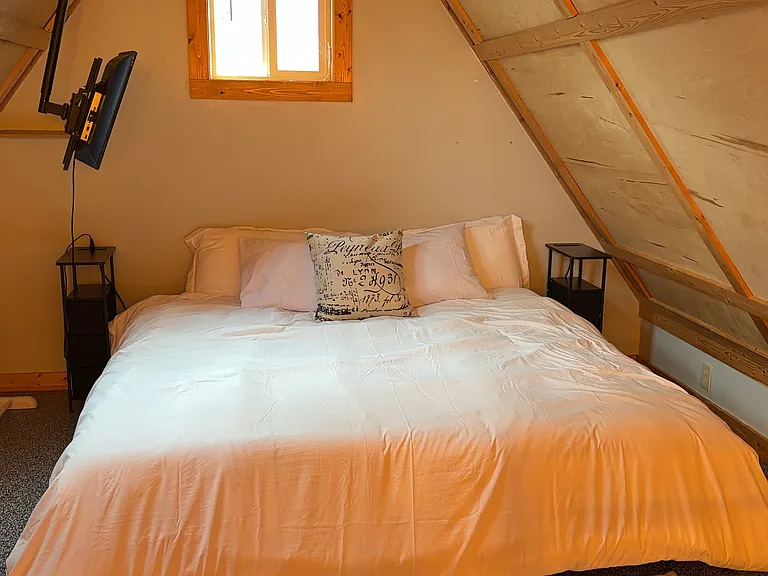 King size bed in sleeping loft