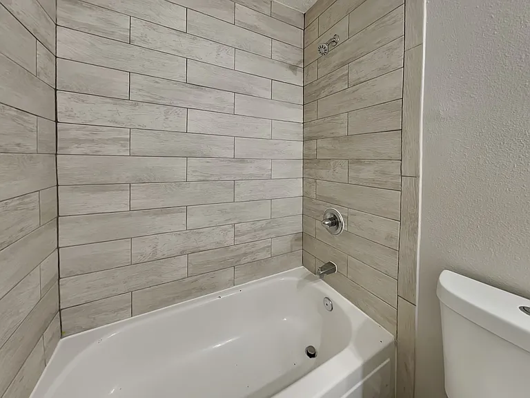 This modern bathroom features