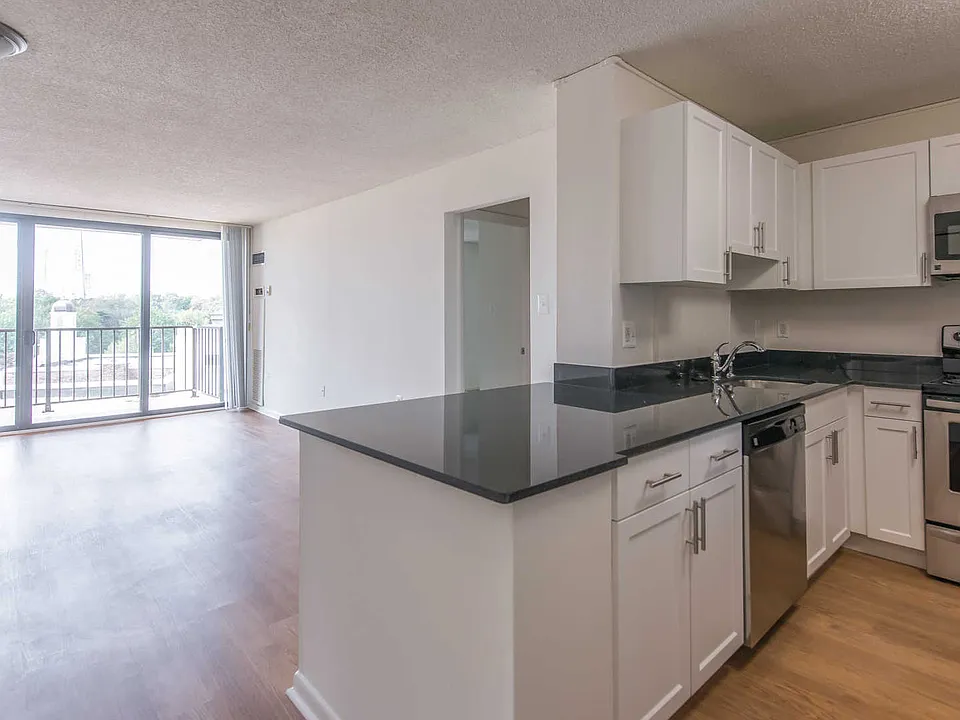 Kitchen and Living Room with Private Balcony