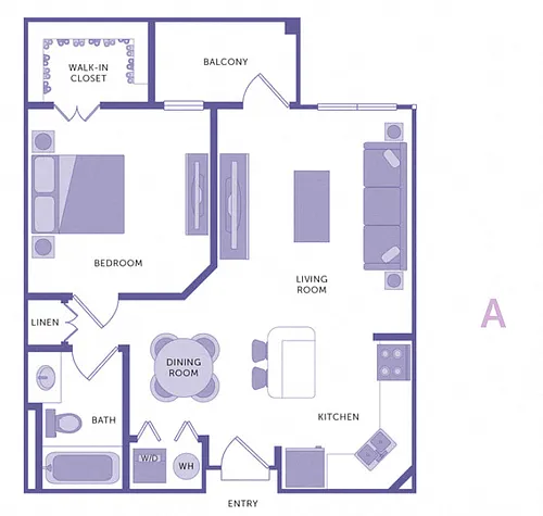 Floor plan 1 Bedroom 1 Bath Plan A Affordable