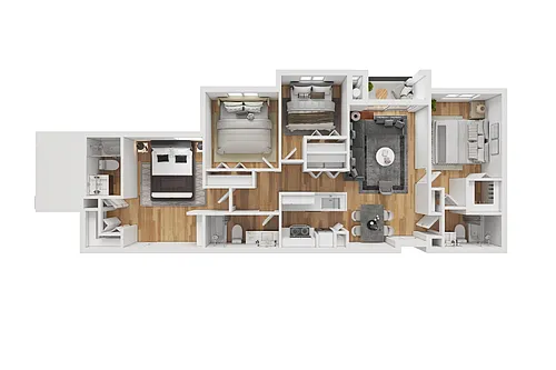 Floor plan 4BD, 3BTH D1
