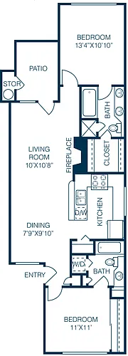 Floor plan 2 Bedroom 2 Bath