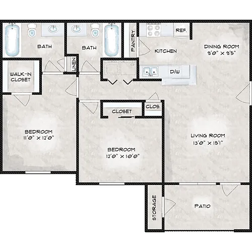 Floor plan 2 Bed 2 Bath