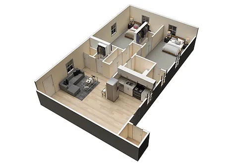 Floor plan Two Bedroom Renovated