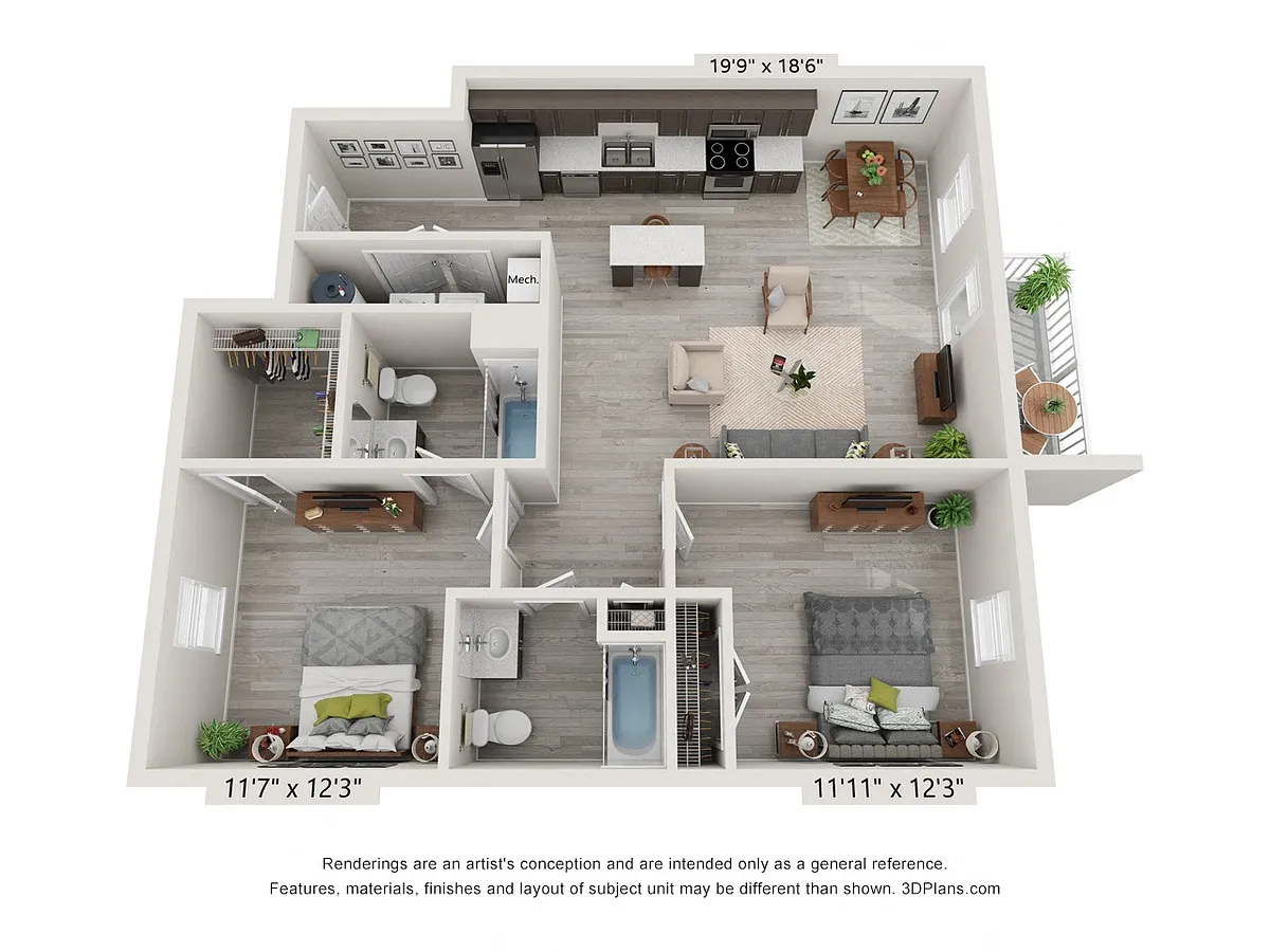 Floor plan 2 Bedroom First Level