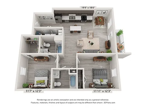 Floor plan 2 Bedroom First Level