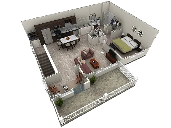 Floor plan 1 BR Grand Overlook