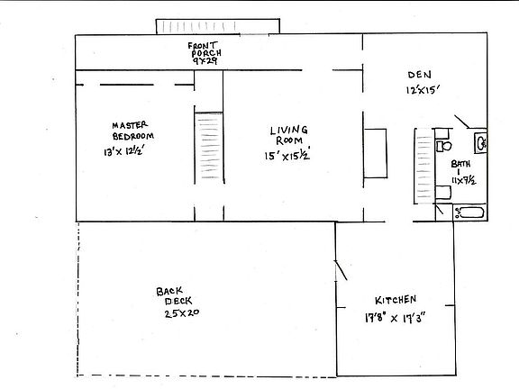 Hand drawn 1st floor plan