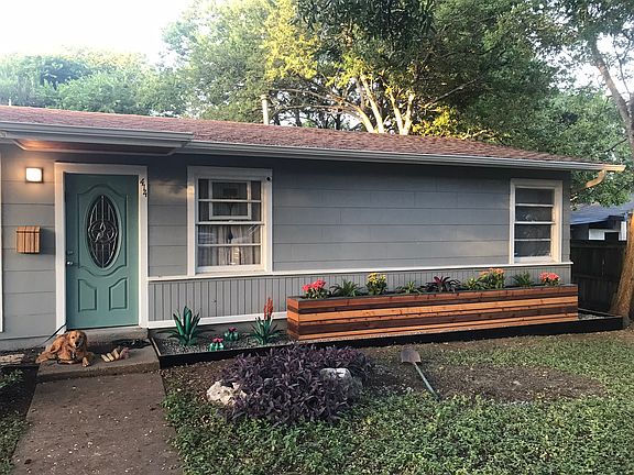 Front Exterior, large wood planter