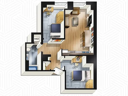 Floor plan 2x1. Floors 22-25
