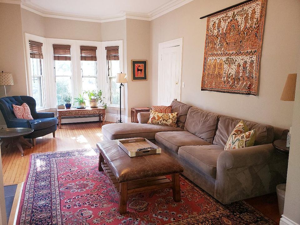 Living room with bay window