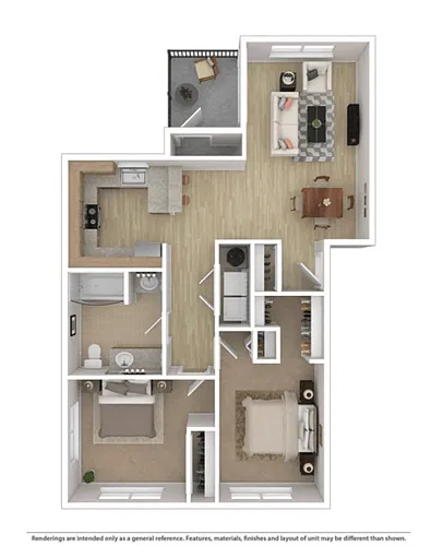 Floor plan 2 Bedroom 1 Bathroom Phase IIB