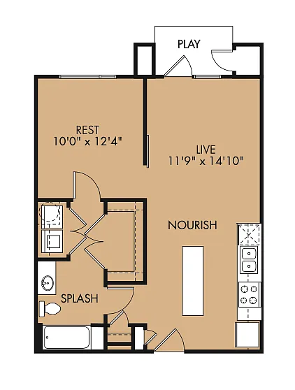 Floor plan 1x1 742 sf Classic (A5)