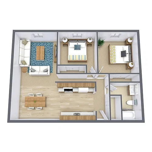 Floor plan Two Bedroom 21B