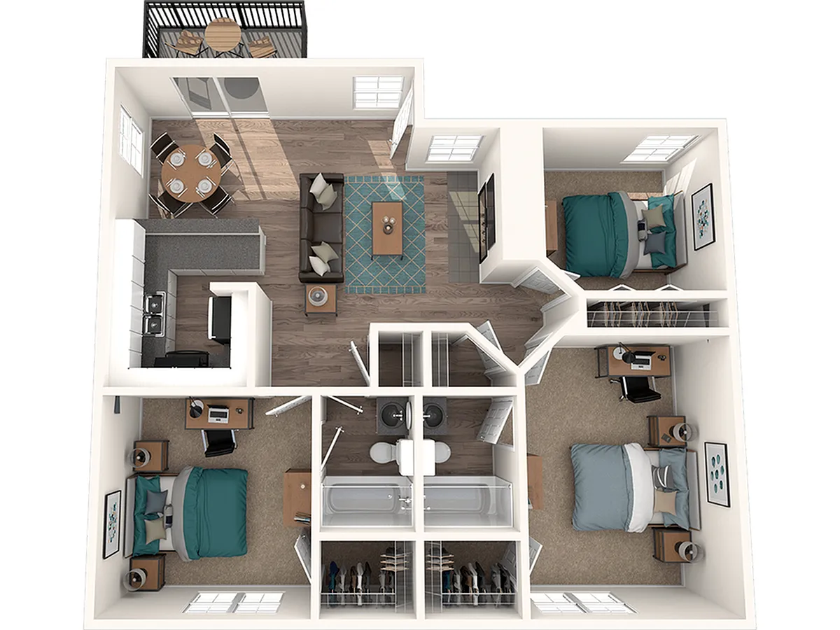 Floor plan 3x2 U | Upgraded